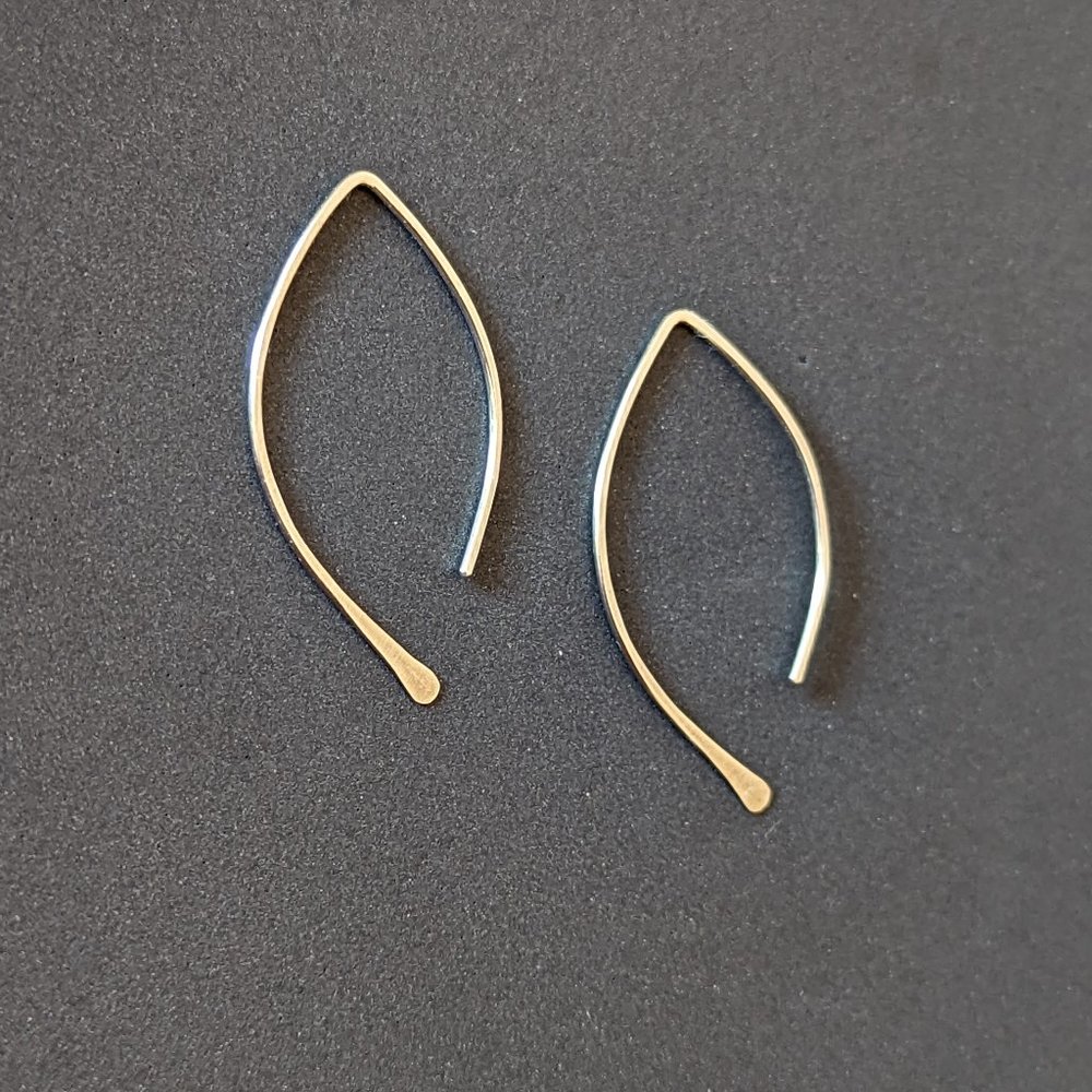 Leaf Silhouette Earrings Sterling Silver Handmade